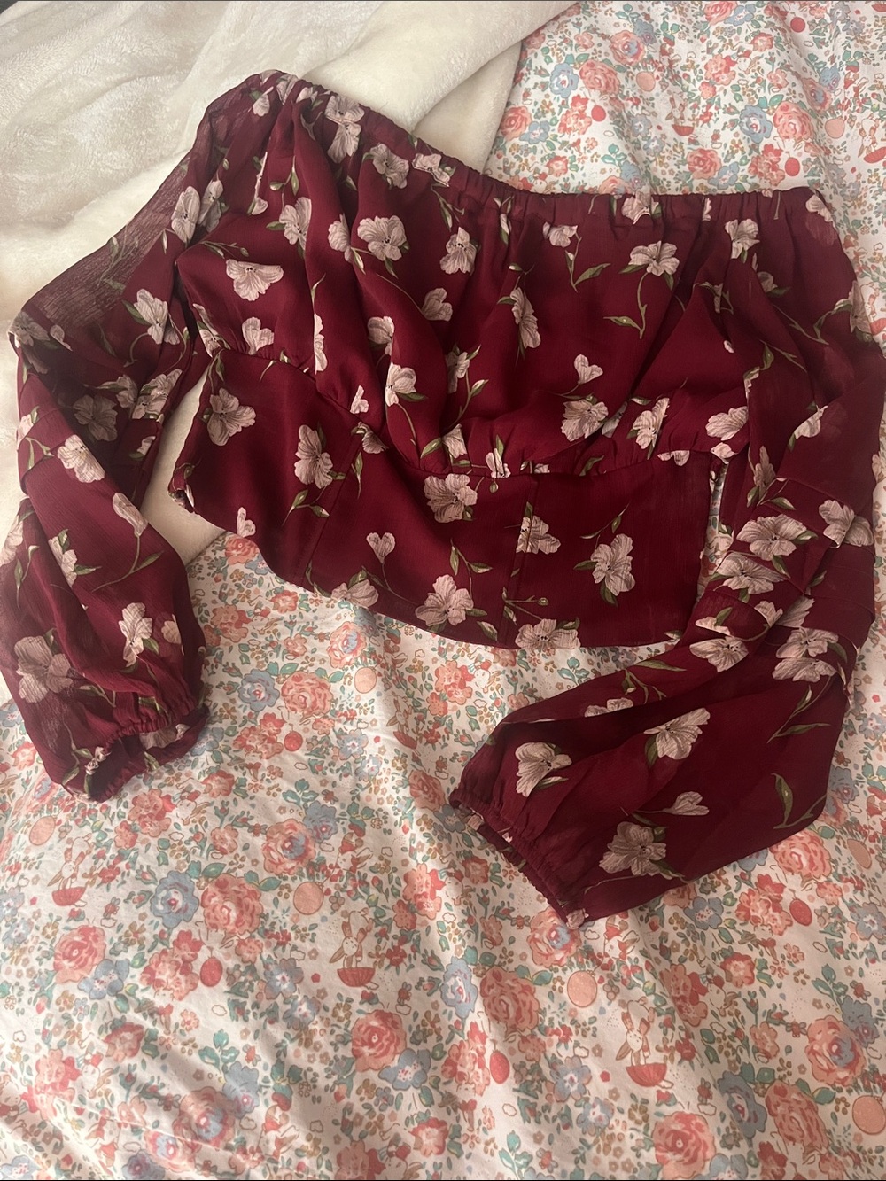 Floral Off Shoulder Crop Top